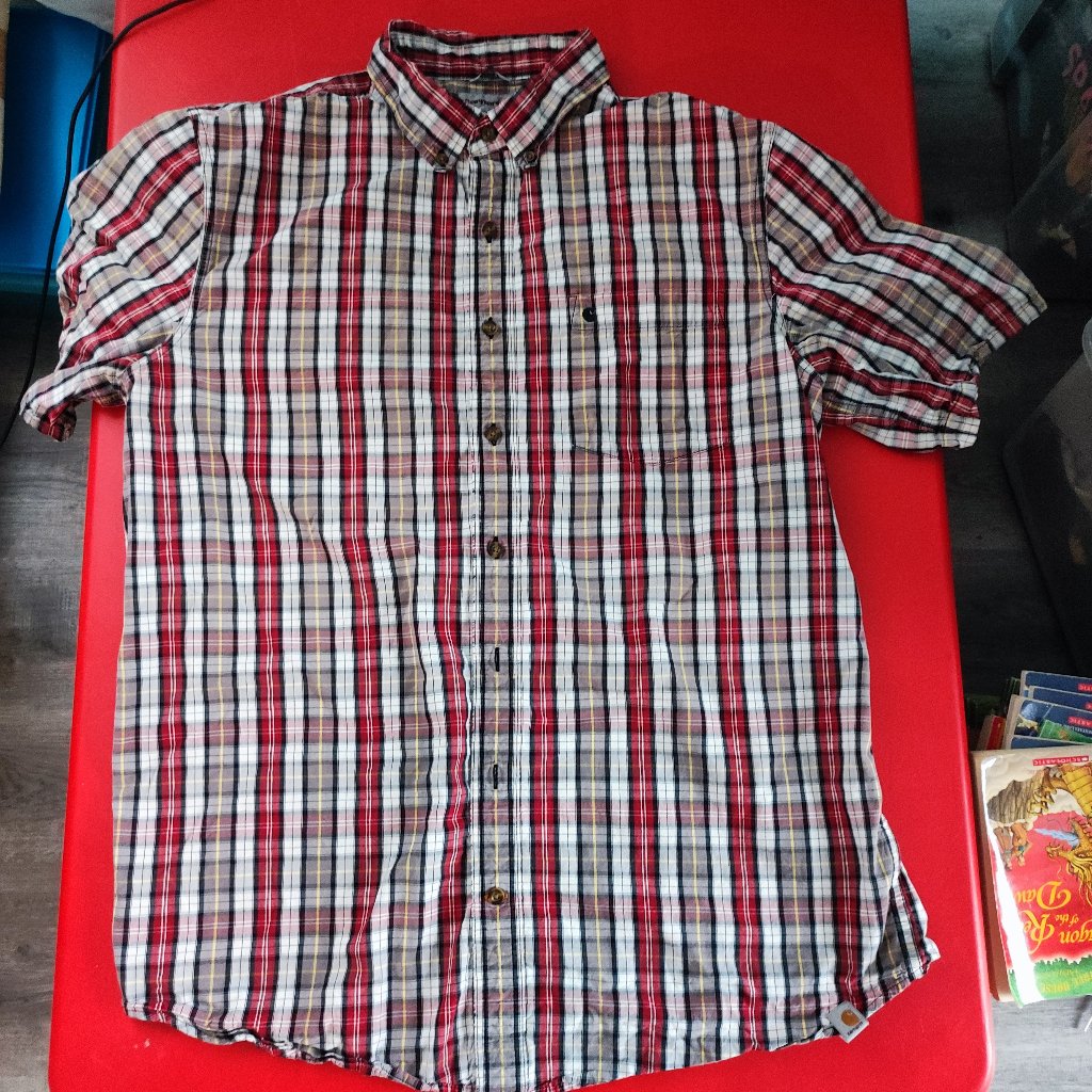 Carhartt Relaxed Fit Checkered Short Sleeve Button Up Shirt Men's Size Xl Tall
